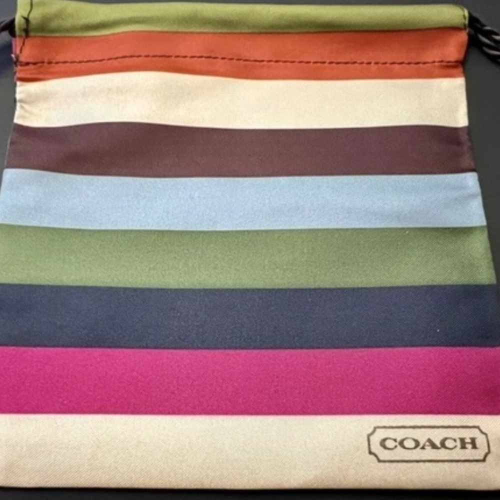 Lot Of 3 Authentic Coach Striped Satin Jewelry Drawstring Dust Pouches - Picture 3 of 5